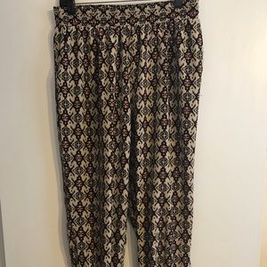 Patterned Jogger Silk Pants, XL